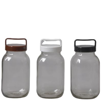 Stijlvolle en transparante glasopslagpot met gekleurde plastic bekleding 100% voedselveilig