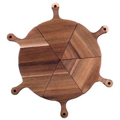 OEM ODM geaccepteerd maat Eco-vriendelijk niet-stick diner Hout pizza bord bedieningsbak 6pcs