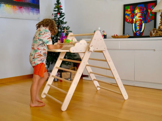 Gepersonaliseerde Indoor Fitness Houten klimtriangle set voor kinderen Montessori speeltuin