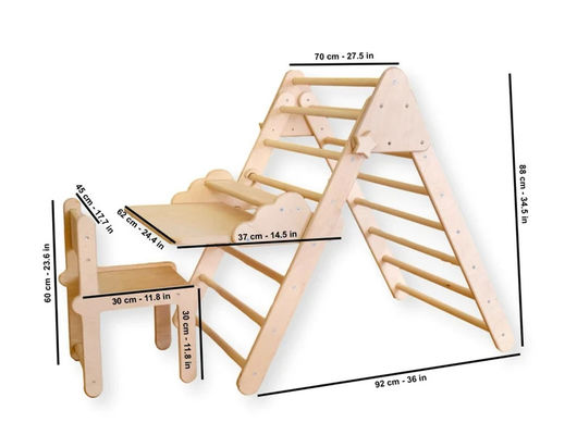 Gepersonaliseerde Indoor Fitness Houten klimtriangle set voor kinderen Montessori speeltuin