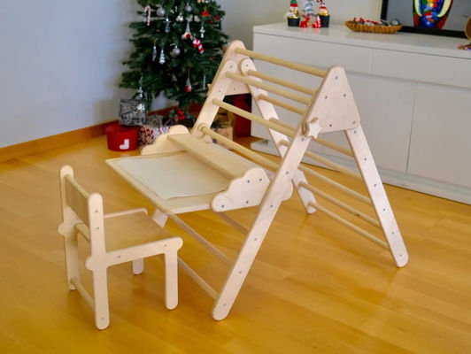 Gepersonaliseerde Indoor Fitness Houten klimtriangle set voor kinderen Montessori speeltuin