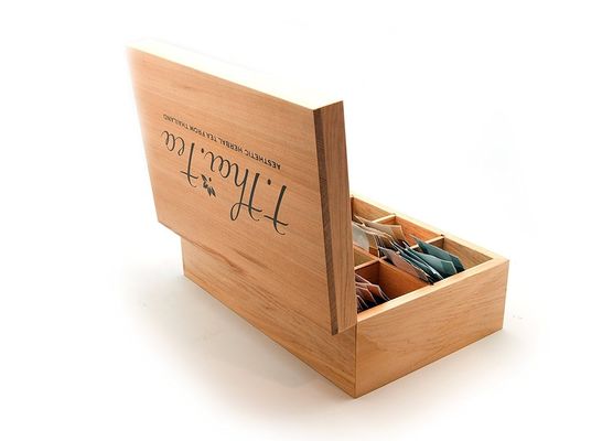 8 Compartiment Houten thee doos in gewone kleuren geschikt voor zijde-schermprinten