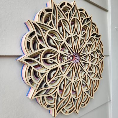 Decoratieve handgemaakte 6 lagen kleurrijke hangende decoratie Boho Muurkunst Decoratie Houten Mandala