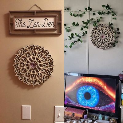 Decoratieve handgemaakte 6 lagen kleurrijke hangende decoratie Boho Muurkunst Decoratie Houten Mandala