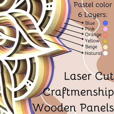 Decoratieve handgemaakte 6 lagen kleurrijke hangende decoratie Boho Muurkunst Decoratie Houten Mandala