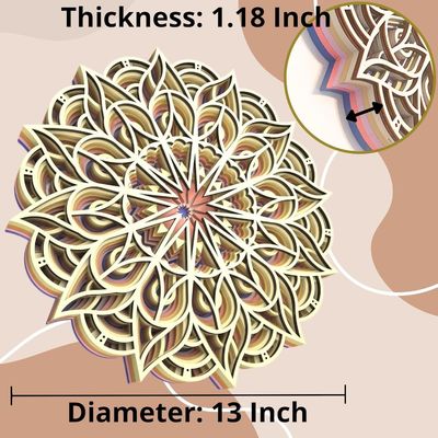 Decoratieve handgemaakte 6 lagen kleurrijke hangende decoratie Boho Muurkunst Decoratie Houten Mandala