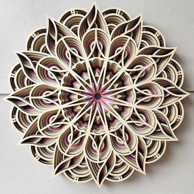 Decoratieve handgemaakte 6 lagen kleurrijke hangende decoratie Boho Muurkunst Decoratie Houten Mandala
