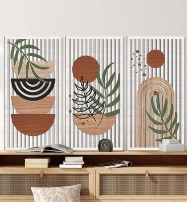 Moderne inrichting zon maan plant natuur wandinrichting voor woonkamer met aangepast logo