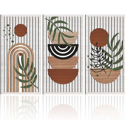 Moderne inrichting zon maan plant natuur wandinrichting voor woonkamer met aangepast logo