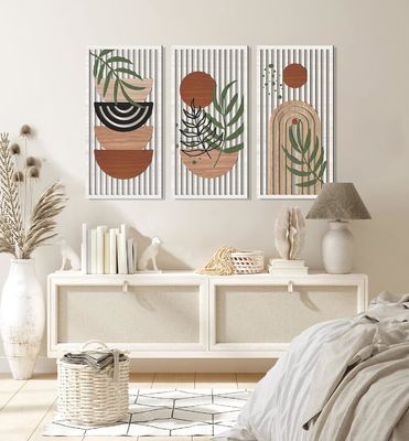 Moderne inrichting zon maan plant natuur wandinrichting voor woonkamer met aangepast logo