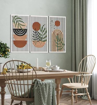 Moderne inrichting zon maan plant natuur wandinrichting voor woonkamer met aangepast logo