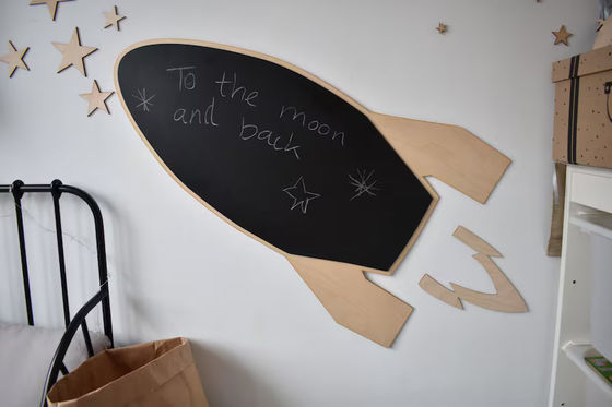 All-Season Toddler Montessori Rocket Houten Krijtbord met Sterren in Modern Design