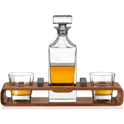 Aangepaste Whisky Decanter Set met houten stand en koelstenen voor feesten