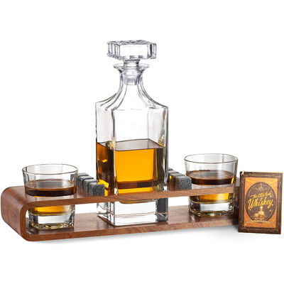 Aangepaste Whisky Decanter Set met houten stand en koelstenen voor feesten
