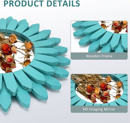 Decoratieve wandspiegel in wit of uw kleur 12 inch rustiek hout zonneschijn Boho stijl