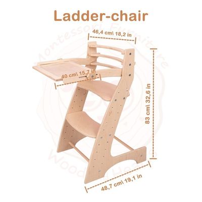 Verstelbare houten bureau stoel voor alle seizoenen Montessori en Waldorf geïnspireerd ontwerp