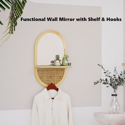 Badkamer slaapkamer ingang woonkamer decoratieve spiegels wandspiegel met plank en mantelhaken Hout geraamd