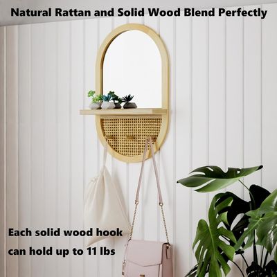 Badkamer slaapkamer ingang woonkamer decoratieve spiegels wandspiegel met plank en mantelhaken Hout geraamd