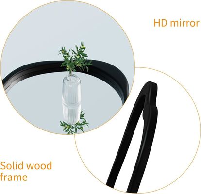 Rustiek hout Zwart geraamde asymmetrische wand golfspiegel voor woonkamer slaapkamer ingang badkamer