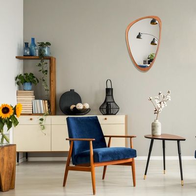 Prachtige woninginrichting Gratis monsteraangifte voor asymmetrische spiegel Hout onregelmatige spiegel