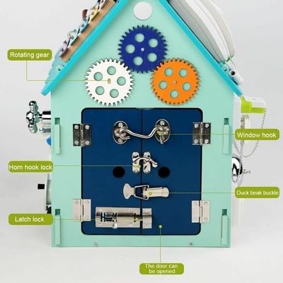 Montessori houten speelgoed druk huis puzzel multi functioneel ontgrendelen schatkist gelakt