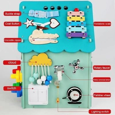 Montessori houten speelgoed druk huis puzzel multi functioneel ontgrendelen schatkist gelakt