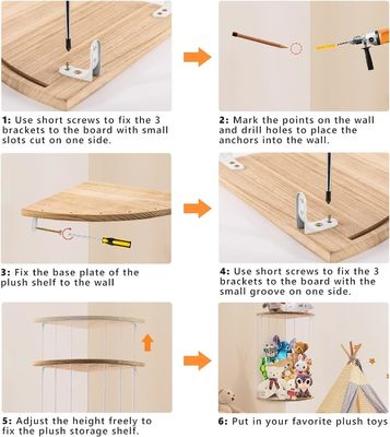 Plush zacht speelgoed opslag voor peuter speelkamer houten hoek gevulde dieren opslag