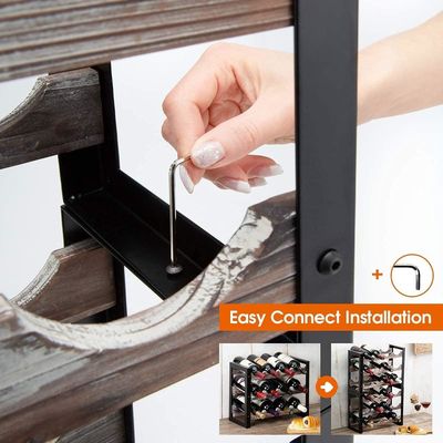 Functioneel ontwerp Multifunktioneel houten wijnrek aan tafel voor drankflessen