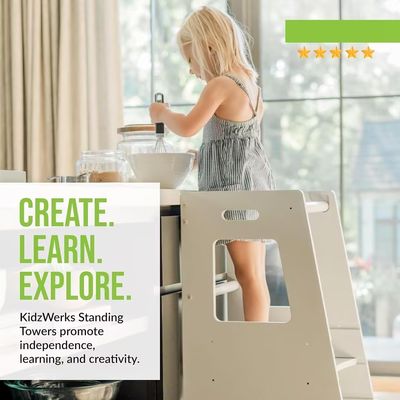 Gepersonaliseerd logo Acceptabel Grijzige kind Staande toren voor kinderen in Montessori-stijl