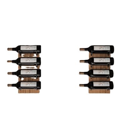 Wandmontage Houten wijnrek voor wanddisplay Zwarte beugels Op maat 8 flessen opslag
