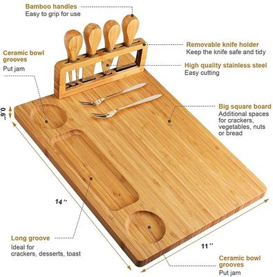 Roestvrij staal Kaasmessen Bamboe Kaasbord Set voor chocolade en serveren