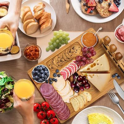 Roestvrij staal Kaasmessen Bamboe Kaasbord Set voor chocolade en serveren