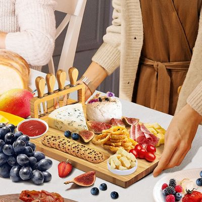 Roestvrij staal Kaasmessen Bamboe Kaasbord Set voor chocolade en serveren