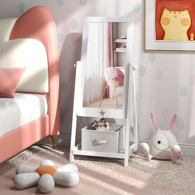 Vrijstaande volledige lengte kleedspiegel met 360 graden draaibaar rechthoekig ontwerp