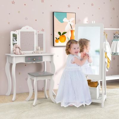 Vrijstaande volledige lengte kleedspiegel met 360 graden draaibaar rechthoekig ontwerp