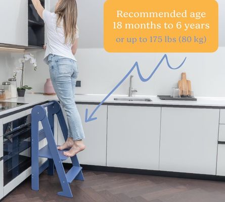 Afdrukken van gebrande kinderkeukenstoeltjes Helper met 3 opvouwbare hoogteverstellingen Ja