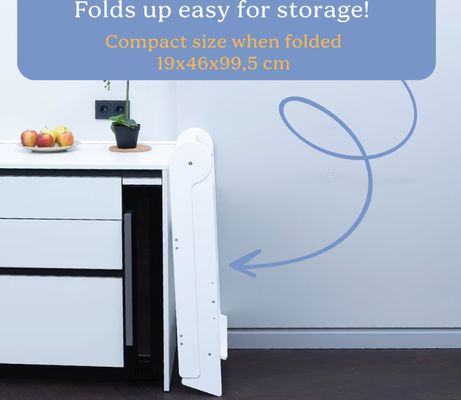 Afdrukken van gebrande kinderkeukenstoeltjes Helper met 3 opvouwbare hoogteverstellingen Ja