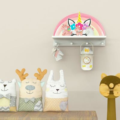 Drijvende plank en haakjes Multifunktioneel kinderjasrek voor meisjes Slaapkamer decoratie