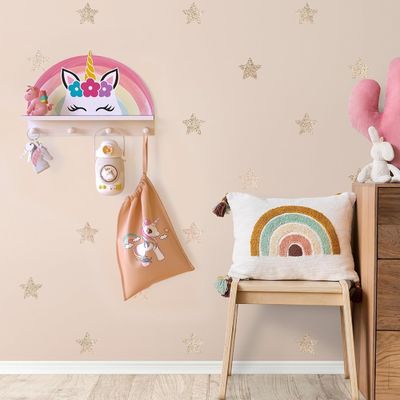 Drijvende plank en haakjes Multifunktioneel kinderjasrek voor meisjes Slaapkamer decoratie