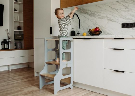 Postverpakking Woonkamer Keuken Toren 3in1 Opvouwbare stap stoel Schrijftafel glijbaan voor kinderen