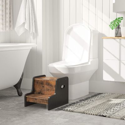 Gepersonaliseerd logo Rustic Bruin Twee-stappen peuterstoel met handgrepen Huishoudelijk meubilair