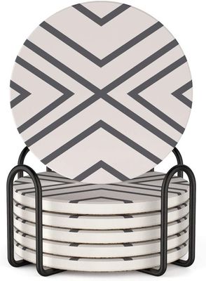 Op maat gemaakte ronde 4'' 6 stuks Marmer geschilderde absorberende steen keramische coaster met stand