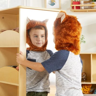Kinders Pretend Play Rotating Dress Up Storage met 2 spiegels en haakjes in modern ontwerp