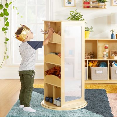 Kinders Pretend Play Rotating Dress Up Storage met 2 spiegels en haakjes in modern ontwerp