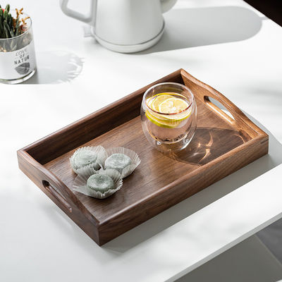 Gepersonaliseerd logo Acceptabel Handgemaakte eind walnoot hout bedieningsbak met handvaten