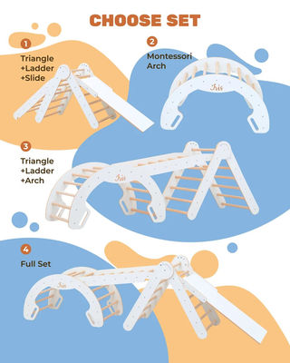 Postverpakking Y speelkamer Gym Klimmer Natuurlijke hout Klimboog voor Kinderen Leer speelgoed