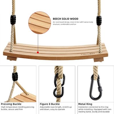 Gepersonaliseerd logo Acceptabele gym swing set voor kinderen Volwassen kinderen Houten boom swing stoel