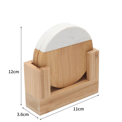 4 inch Acacia Hexagon Geometrisch Ronde Hout En Marmer Houten Witte Cork Coasters Plaat Set