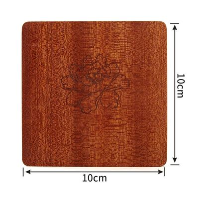 All-Season Square Shape Sapele Houten Achtergrond voor Drink Cup Thee Op maat