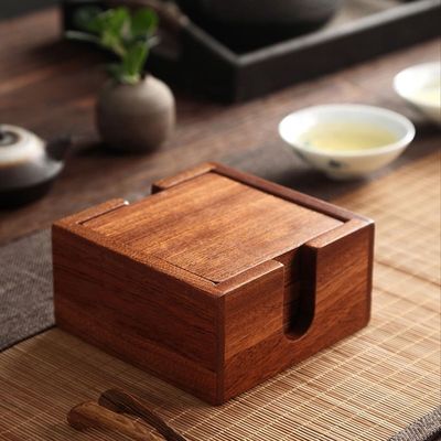 All-Season Square Shape Sapele Houten Achtergrond voor Drink Cup Thee Op maat